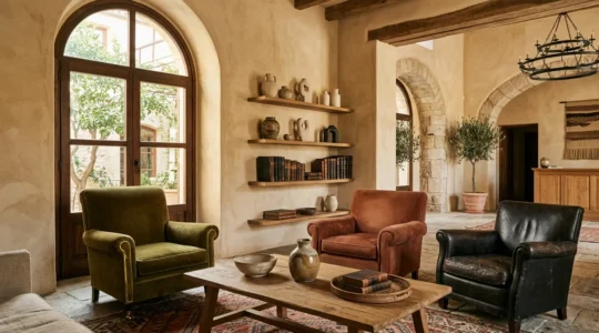 Vista elegante di un boutique hotel italiano con dettagli artigianali e atmosfera intima