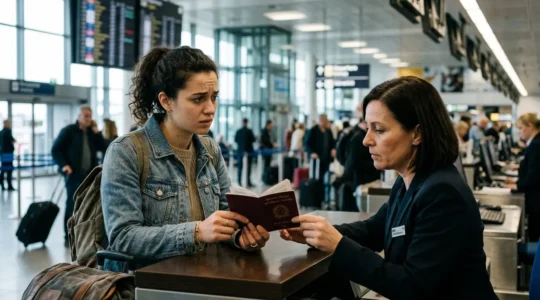 Controllo passaporto in aeroporto con validità residua