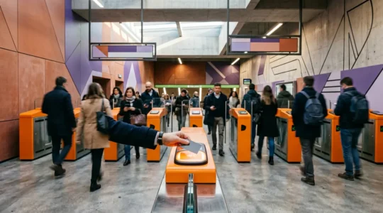 Passeggeri con carte contactless ai tornelli della metropolitana di Milano e Roma
